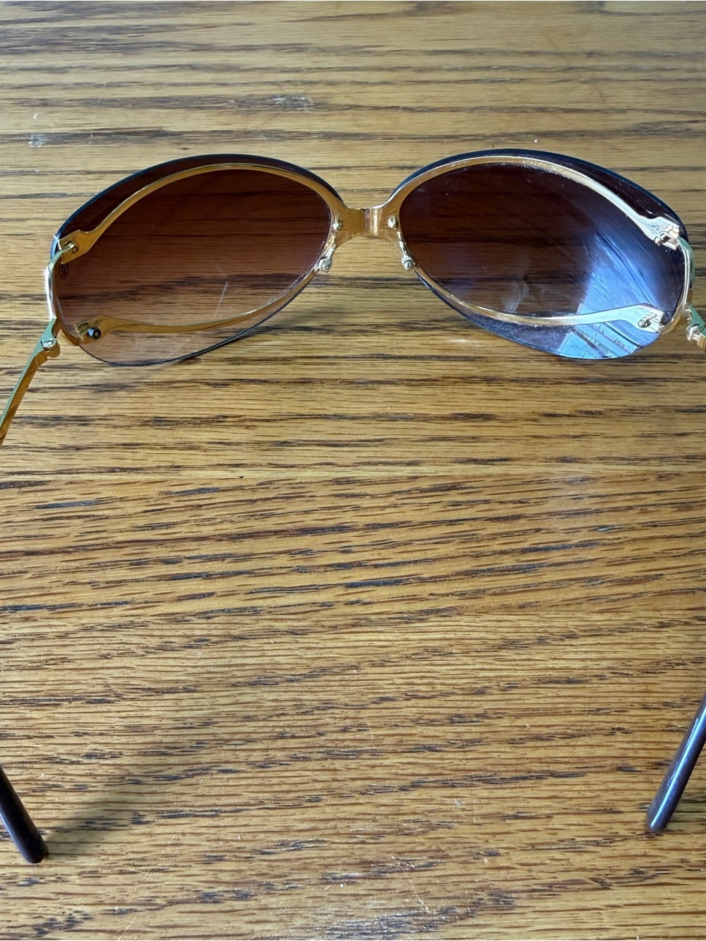 Cartier Vintage Cartier Cat Eye Rimless Sunglasses Gold /Lens Gradient Brown - Picture 12 of 15